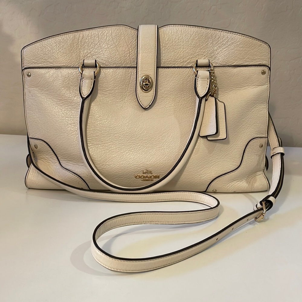 Coach Mercer 30 Satchel in chalk.